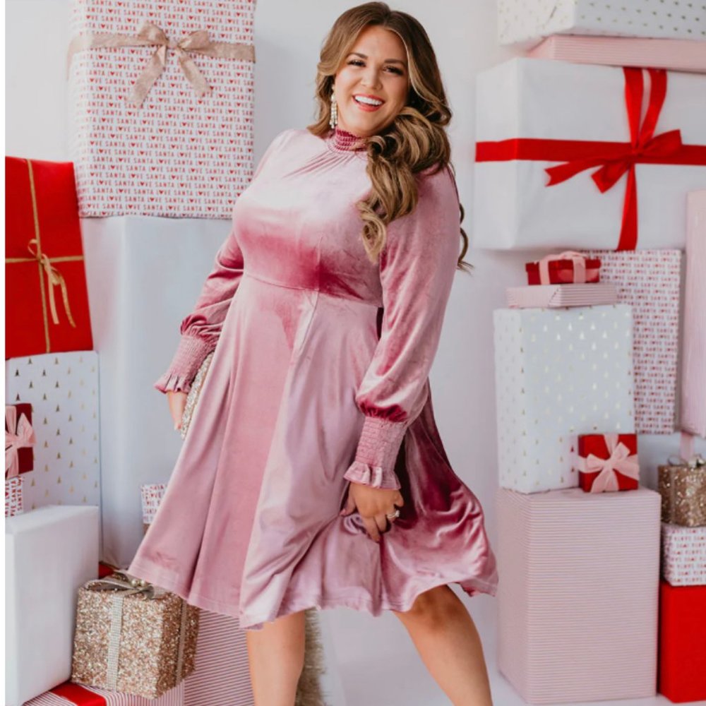 SASSY RED LIPSTICK PINK DESERT SUGAR PLUM PINK VELVET DRESS MAUVE 2X NWT XXL